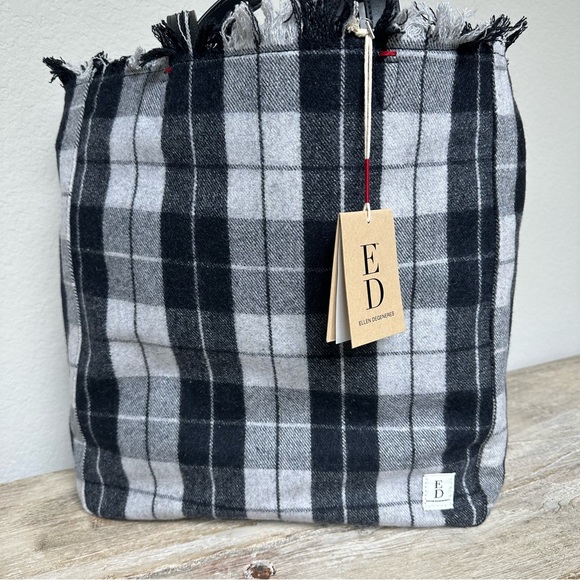 ED Ellen Degeneres Grey Tartan Tote Joy NWT - Picture 8 of 15
